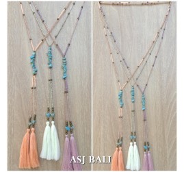 double tassels necklaces pendant with stone beads fashion style